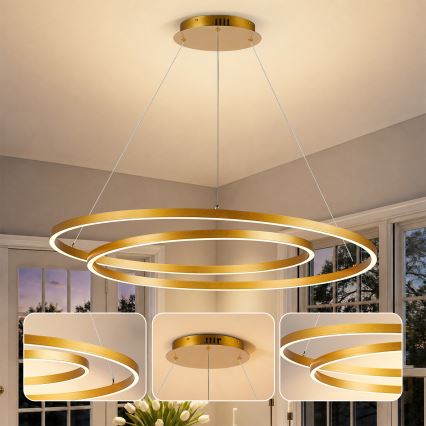 BRILAGI - Lustru LED reglabil pe cablu TWISTER LED/105W/230V 3000–6000K, diametru 100 cm, auriu + telecomandă