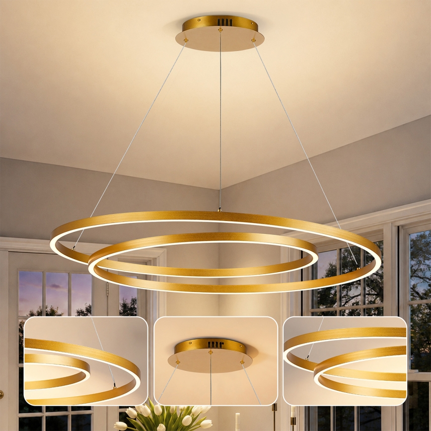BRILAGI - Lustru LED reglabil pe cablu TWISTER LED/105W/230V 3000–6000K, diametru 100 cm, auriu + telecomandă