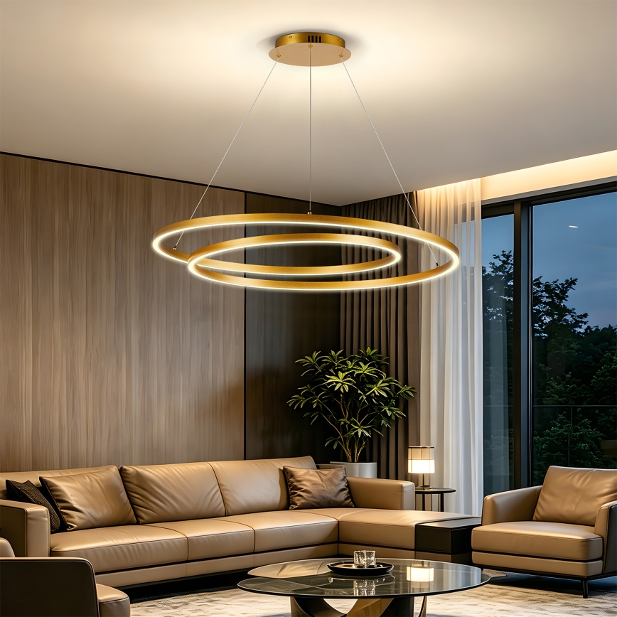 BRILAGI - Lustru LED reglabil pe cablu TWISTER LED/105W/230V 3000–6000K, diametru 100 cm, auriu + telecomandă