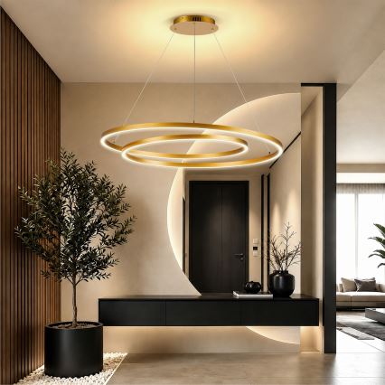 BRILAGI - Lustru LED reglabil pe cablu TWISTER LED/105W/230V 3000–6000K, diametru 100 cm, auriu + telecomandă