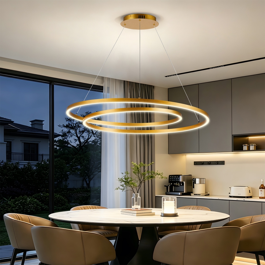 BRILAGI - Lustru LED reglabil pe cablu TWISTER LED/105W/230V 3000–6000K, diametru 100 cm, auriu + telecomandă
