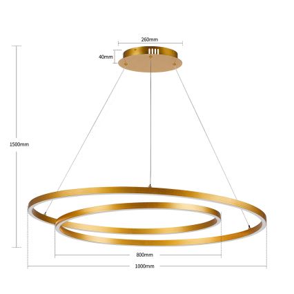BRILAGI - Lustru LED reglabil pe cablu TWISTER LED/105W/230V 3000–6000K, diametru 100 cm, auriu + telecomandă
