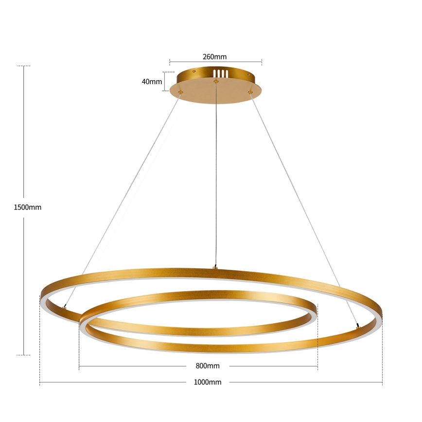 BRILAGI - Lustru LED reglabil pe cablu TWISTER LED/105W/230V 3000–6000K, diametru 100 cm, auriu + telecomandă