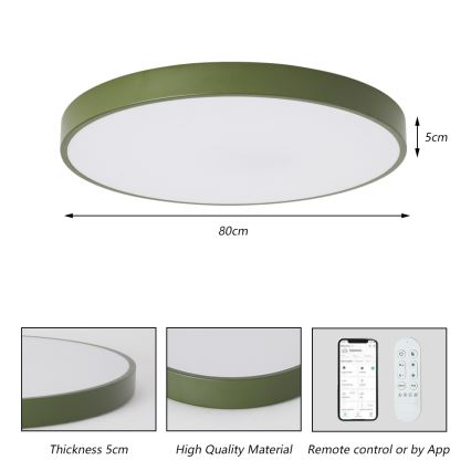 Brilagi - Corp de iluminat LED dimerizabil pentru piscină POOL SMART LED/100W/230V Ø 80 cm 3000-6000K Wi-Fi Tuya + telecomandă, verde