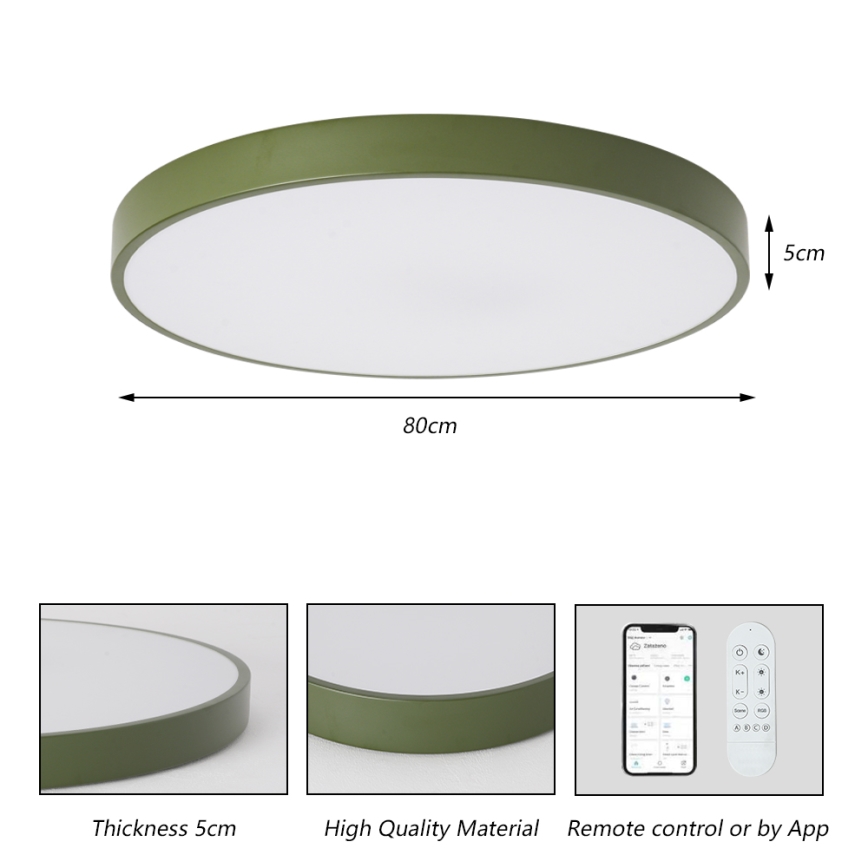 Brilagi - Corp de iluminat LED dimerizabil pentru piscină POOL SMART LED/100W/230V Ø 80 cm 3000-6000K Wi-Fi Tuya + telecomandă, verde