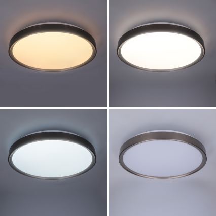 Brilagi - Plafonieră LED reglabilă FANCIA, 48W, 230V, 3000–6500K, Ø 39 cm, argintiu + telecomandă