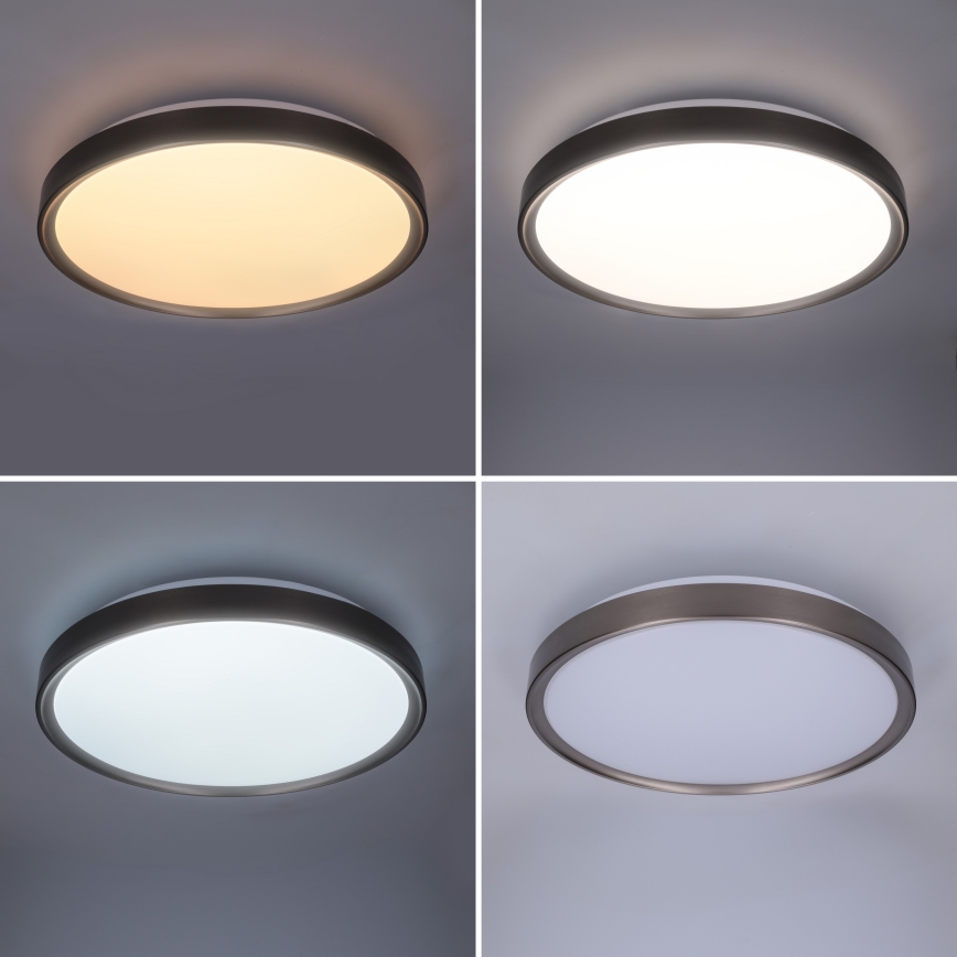 Brilagi - Plafonieră LED reglabilă FANCIA, 48W, 230V, 3000–6500K, Ø 39 cm, argintiu + telecomandă