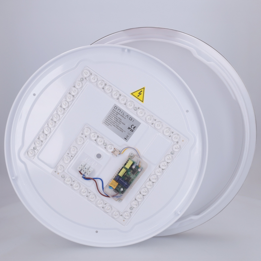 Brilagi - Plafonieră LED reglabilă FANCIA, 48W, 230V, 3000–6500K, Ø 39 cm, argintiu + telecomandă