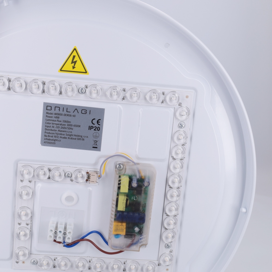 Brilagi - Plafonieră LED reglabilă FANCIA, 48W, 230V, 3000–6500K, Ø 39 cm, argintiu + telecomandă