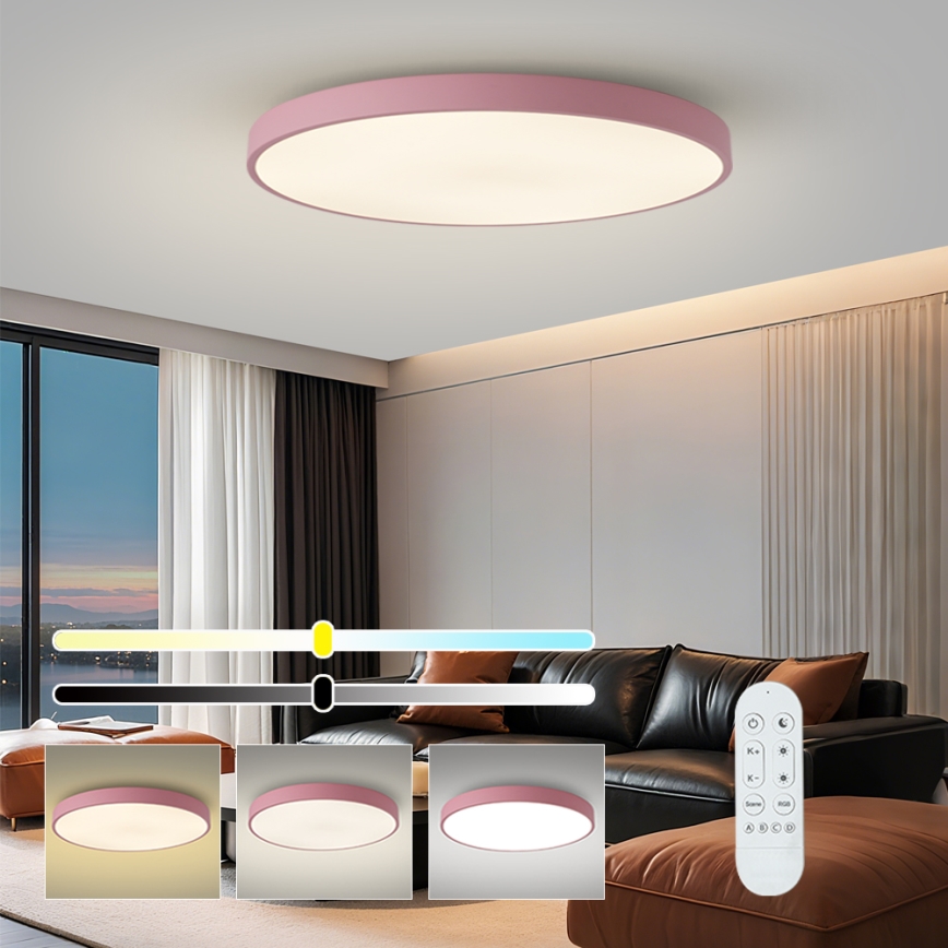 Brilagi - Corp de iluminat LED reglabil POOL SMART, 128W, 230V, Ø 100 cm, 3000-6000K, Wi-Fi Tuya + telecomandă, roz