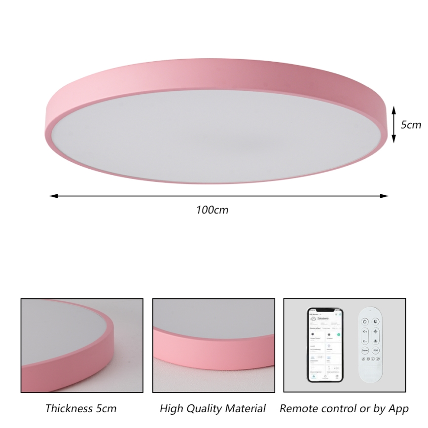 Brilagi - Corp de iluminat LED reglabil POOL SMART, 128W, 230V, Ø 100 cm, 3000-6000K, Wi-Fi Tuya + telecomandă, roz