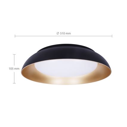 Brilagi - Plafonieră LED dimabilă ALVA, 48 W, 230 V, 3000–6500 K, Ø51 cm, neagră + telecomandă