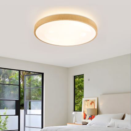 Brilagi - Plafonieră LED dimabilă GLASS POOL DOUBLE LED/60W/230V 3000-6000K 50 cm, decor lemn + telecomandă