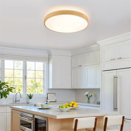 Brilagi - Plafonieră LED dimabilă GLASS POOL DOUBLE LED/60W/230V 3000-6000K 50 cm, decor lemn + telecomandă