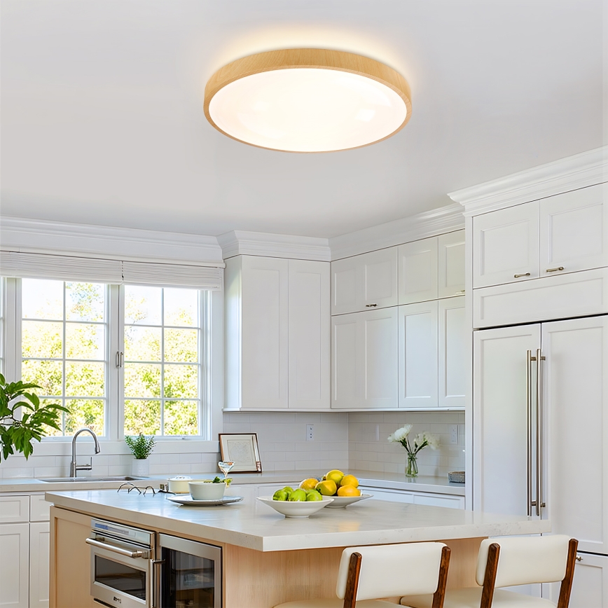 Brilagi - Plafonieră LED dimabilă GLASS POOL DOUBLE LED/60W/230V 3000-6000K 50 cm, decor lemn + telecomandă