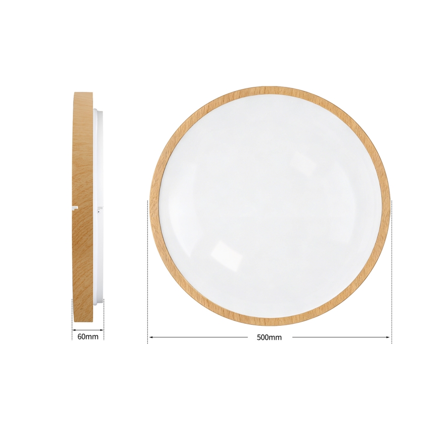 Brilagi - Plafonieră LED dimabilă GLASS POOL DOUBLE LED/60W/230V 3000-6000K 50 cm, decor lemn + telecomandă