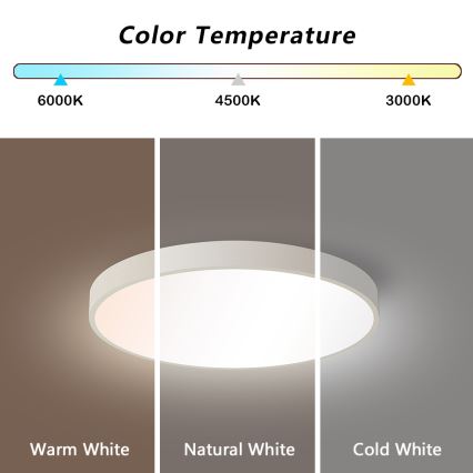 Brilagi - Plafonieră LED reglabilă POOL SMART, 48W, 230V, 40 cm, 3000-6000K, Wi-Fi Tuya + telecomandă, albă