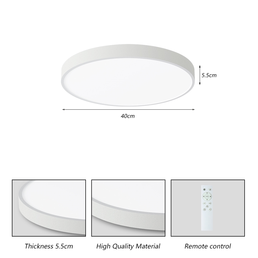 Brilagi - Plafonieră LED reglabilă POOL SMART, 48W, 230V, 40 cm, 3000-6000K, Wi-Fi Tuya + telecomandă, albă