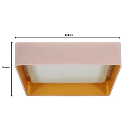 Brilagi - Plafonieră LED dimabilă VELVET SQUARE SMART LED/36W/230V 60x60 cm 2700-6500K Wi-Fi Tuya + telecomandă roz