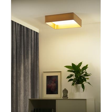 Brilagi - Plafonieră LED dimabilă VELVET SQUARE SMART, 36W, 230V, 60x60 cm, 2700–6500K, Wi‑Fi Tuya + telecomandă, bej