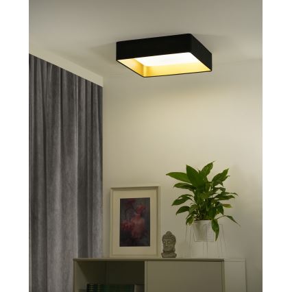 Brilagi - Plafonieră LED dimabilă VELVET SQUARE SMART, 36W, 230V, 60 x 60 cm, 2700–6500K, Wi‑Fi Tuya + telecomandă, negru