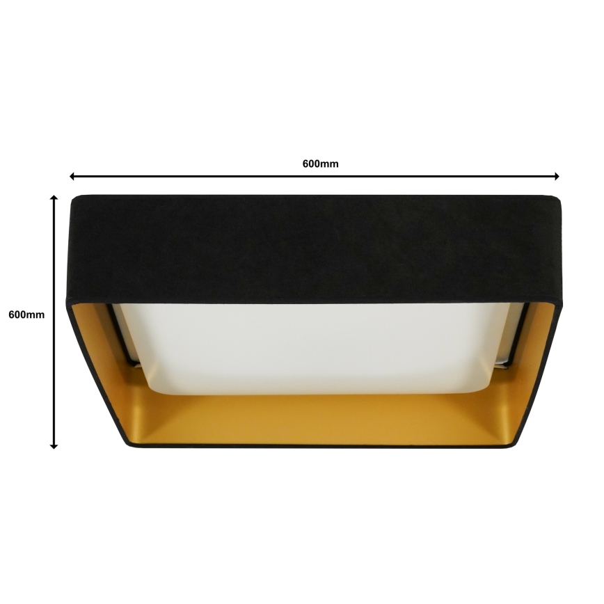 Brilagi - Plafonieră LED dimabilă VELVET SQUARE SMART, 36W, 230V, 60 x 60 cm, 2700–6500K, Wi‑Fi Tuya + telecomandă, negru