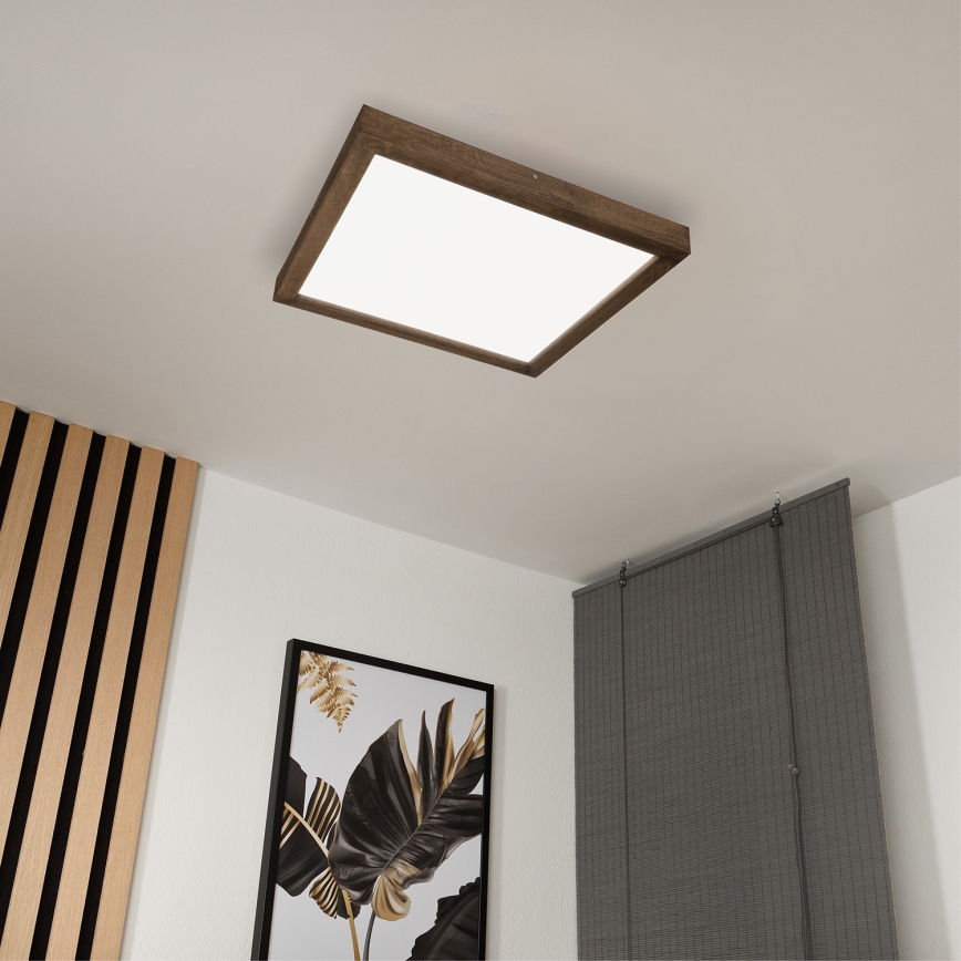 BRILAGI - Plafonieră LED reglabilă pentru baie WOODY FRAME LED/50W/230V stejar nuc 60x60 cm 3000-6000K IP44 + telecomandă