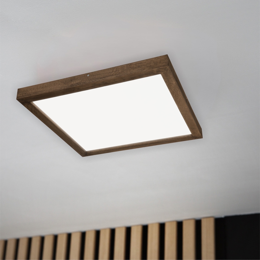 BRILAGI - Plafonieră LED reglabilă pentru baie WOODY FRAME LED/50W/230V stejar nuc 60x60 cm 3000-6000K IP44 + telecomandă