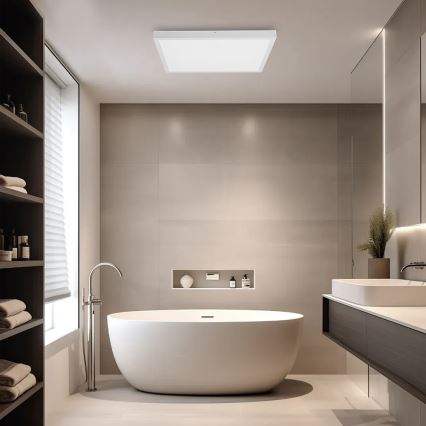 Brilagi - Plafonieră LED reglabilă pentru baie FRAME SMART LED/50W/230V 60x60 cm 3000-6000K IP44 albă + telecomandă