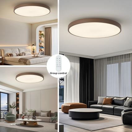 Brilagi - Lampă LED dimabilă POOL SMART, 128 W, 230 V, Ø 100 cm, Wi‑Fi Tuya + telecomandă, maro