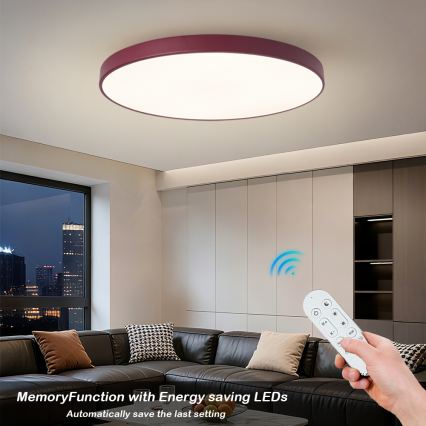 Brilagi - Corp de iluminat LED dimabil POOL Smart, 128W, 230V, Ø 100 cm, 3000–6000K, Wi‑Fi Tuya + telecomandă, burgundiu