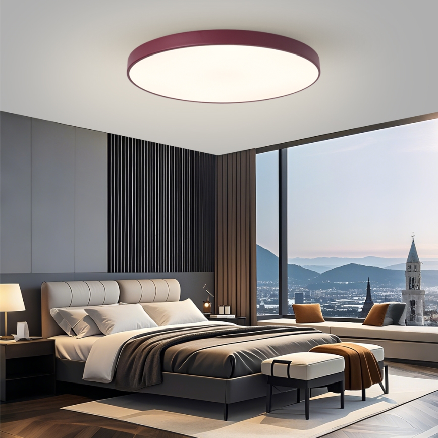 Brilagi - Corp de iluminat LED dimabil POOL Smart, 128W, 230V, Ø 100 cm, 3000–6000K, Wi‑Fi Tuya + telecomandă, burgundiu