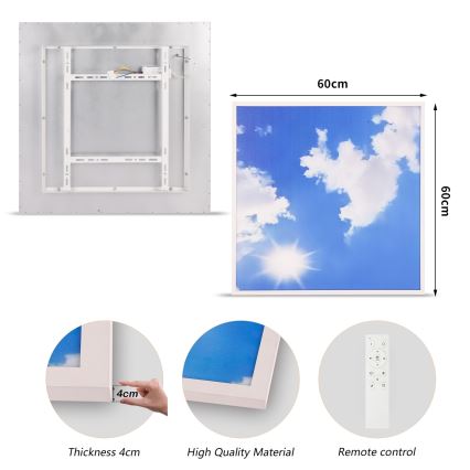 Brilagi - Plafonieră LED dimabilă SLIMFRAME LED/58W/230V 60x60 cm 3000-6000K, finisaj argintiu/albastru + telecomandă