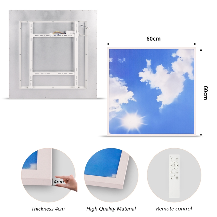 Brilagi - Plafonieră LED dimabilă SLIMFRAME SKY LED/58W/230V 60x60 cm 3000-6000K argintiu/albastru + telecomandă