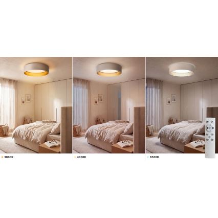 Brilagi - Plafonieră LED dimabilă VELVET SMART VARI LED/36W/230V 3000-6500K Ø 55 cm crem/auriu + telecomandă
