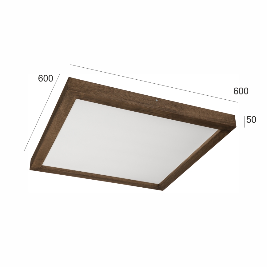 Brilagi - Plafonieră LED pentru baie WOODY FRAME, 40W, 230V, 60x60 cm, IP44, finisaj stejar-nuc