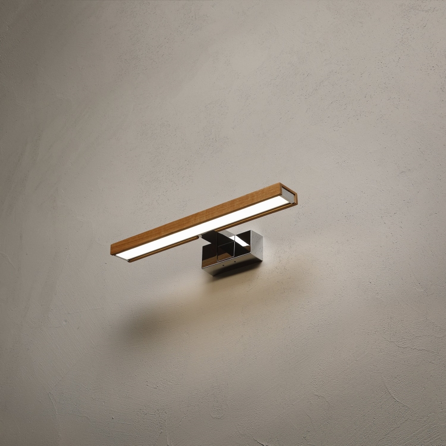 Brilagi - Iluminare LED pentru oglindă de baie WOODY MIRROR 3 în 1 LED/8W/230V 40 cm IP44 crom lucios/stejar