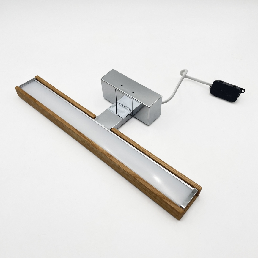 Brilagi - Iluminare LED pentru oglindă de baie WOODY MIRROR 3 în 1 LED/8W/230V 40 cm IP44 crom lucios/stejar