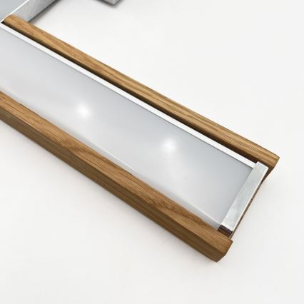 Brilagi - Iluminare LED pentru oglindă de baie WOODY MIRROR 3 în 1 LED/8W/230V 40 cm IP44 crom lucios/stejar