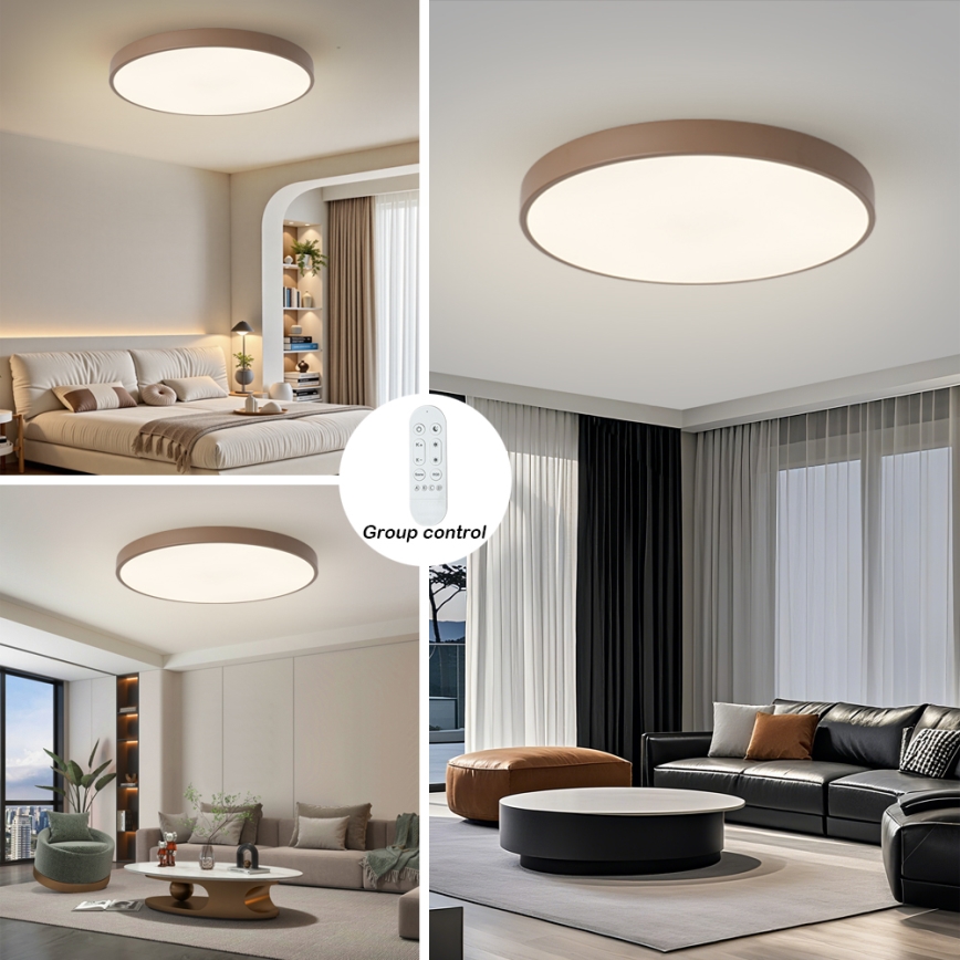 Brilagi - Lampă LED dimabilă POOL SMART, 100W, 230V, diametru 80 cm, 3000-6000K, Wi-Fi Tuya + telecomandă, maro