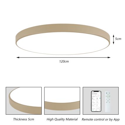 Brilagi - Plafonieră LED dimmabilă POOL SMART LED/180W/230V 3000-6000K 120 cm bej Wi-Fi Tuya + telecomandă