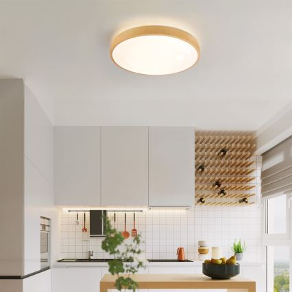 Brilagi - Plafonieră LED reglabilă GLASS POOL DOUBLE, 48W/230V, 3000-6000K, 40 cm, decor lemn + telecomandă