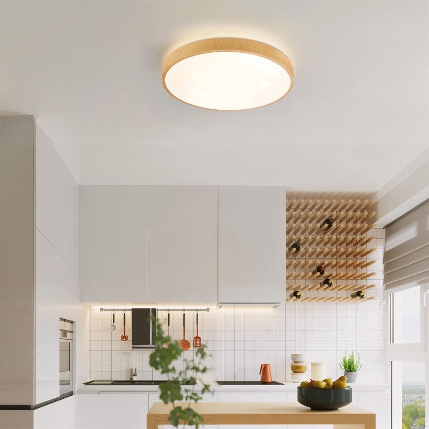 Brilagi - Plafonieră LED reglabilă GLASS POOL DOUBLE, 48W/230V, 3000-6000K, 40 cm, decor lemn + telecomandă