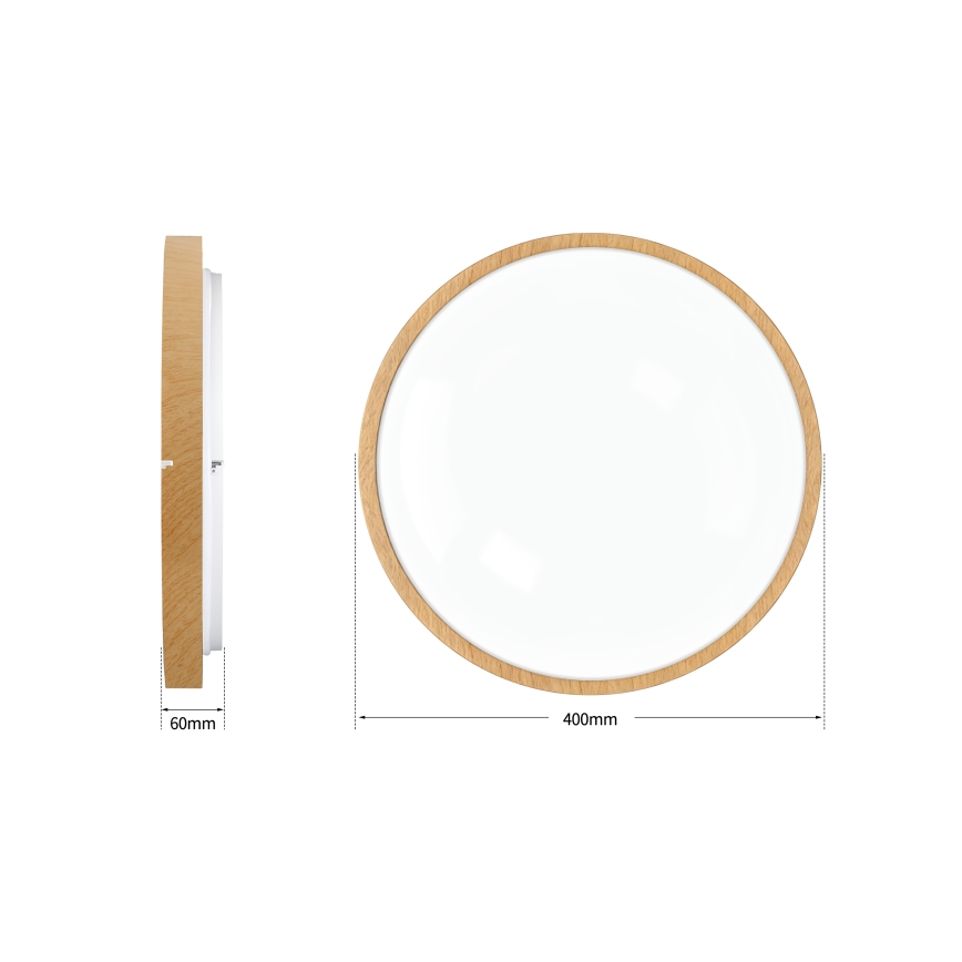 Brilagi - Plafonieră LED reglabilă GLASS POOL DOUBLE, 48W/230V, 3000-6000K, 40 cm, decor lemn + telecomandă