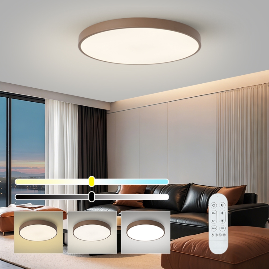 Brilagi - Corp de iluminat LED reglabil POOL SMART LED/100W/230V Ø 80 cm, Wi‑Fi Tuya + telecomandă, maro