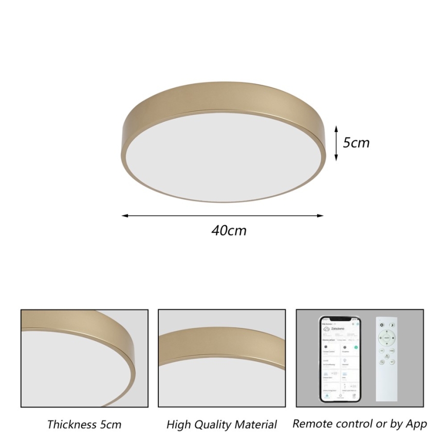 BRILAGI - Plafonieră LED reglabilă POOL SMART LED/48W/230V 3000-6000K Ø 40 cm Wi-Fi Tuya aurie + telecomandă