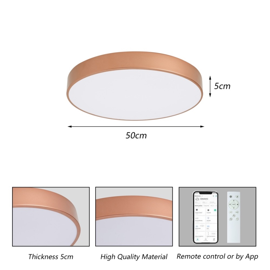 Brilagi - Plafonieră LED dimabilă POOL SMART LED/60W/230V 3000-6000K Ø 50 cm Wi-Fi Tuya bronz + telecomandă