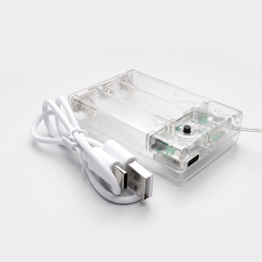 BRILAGI - LED Cortină de Crăciun 77xLED/3xAA/USB 3,8m fulgi de zăpadă alb rece