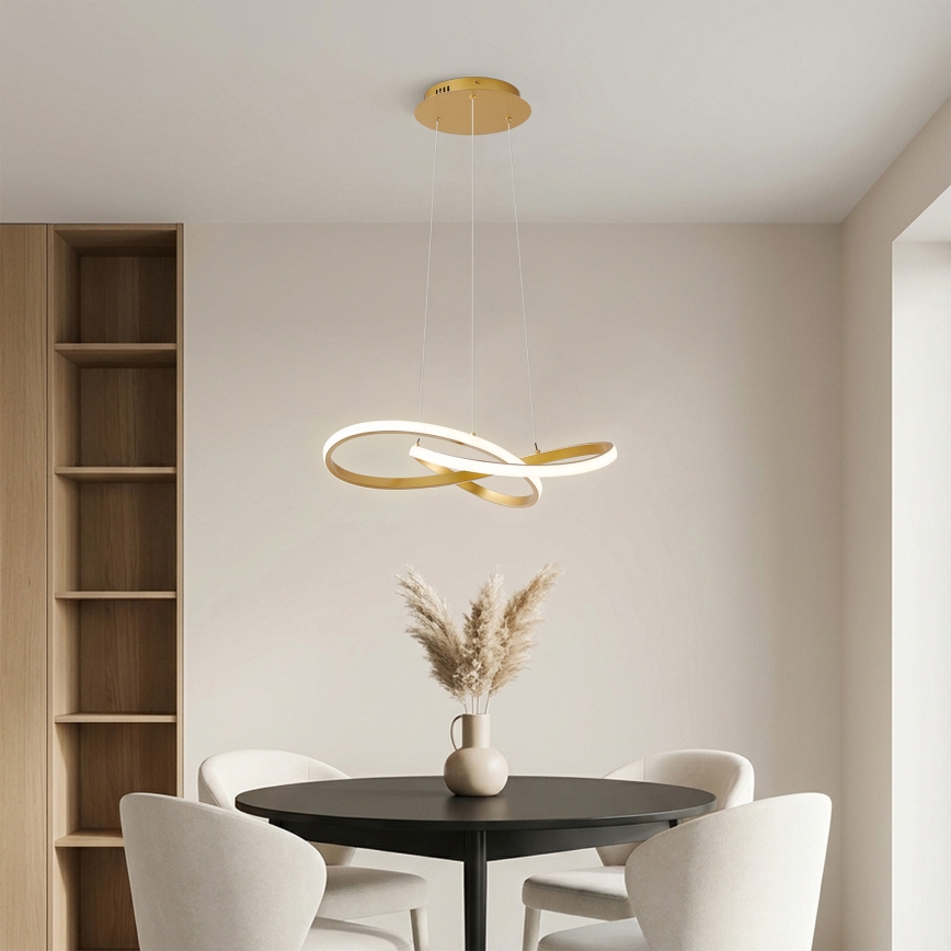 Brilagi - Lustră LED dimabilă suspendată pe cablu INFINITY LED/55W/230V 3000-6000K 50x50 cm auriu + telecomandă inclusă