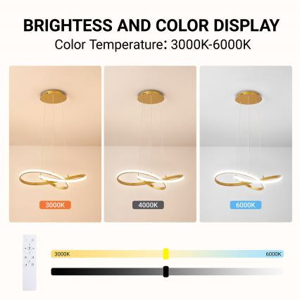 Brilagi - Lustră LED dimabilă suspendată pe cablu INFINITY LED/55W/230V 3000-6000K 50x50 cm auriu + telecomandă inclusă
